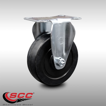 Service Caster 4 Inch SS Soft Rubber Wheel Rigid Top Plate Caster SCC-SS20R414-SRS